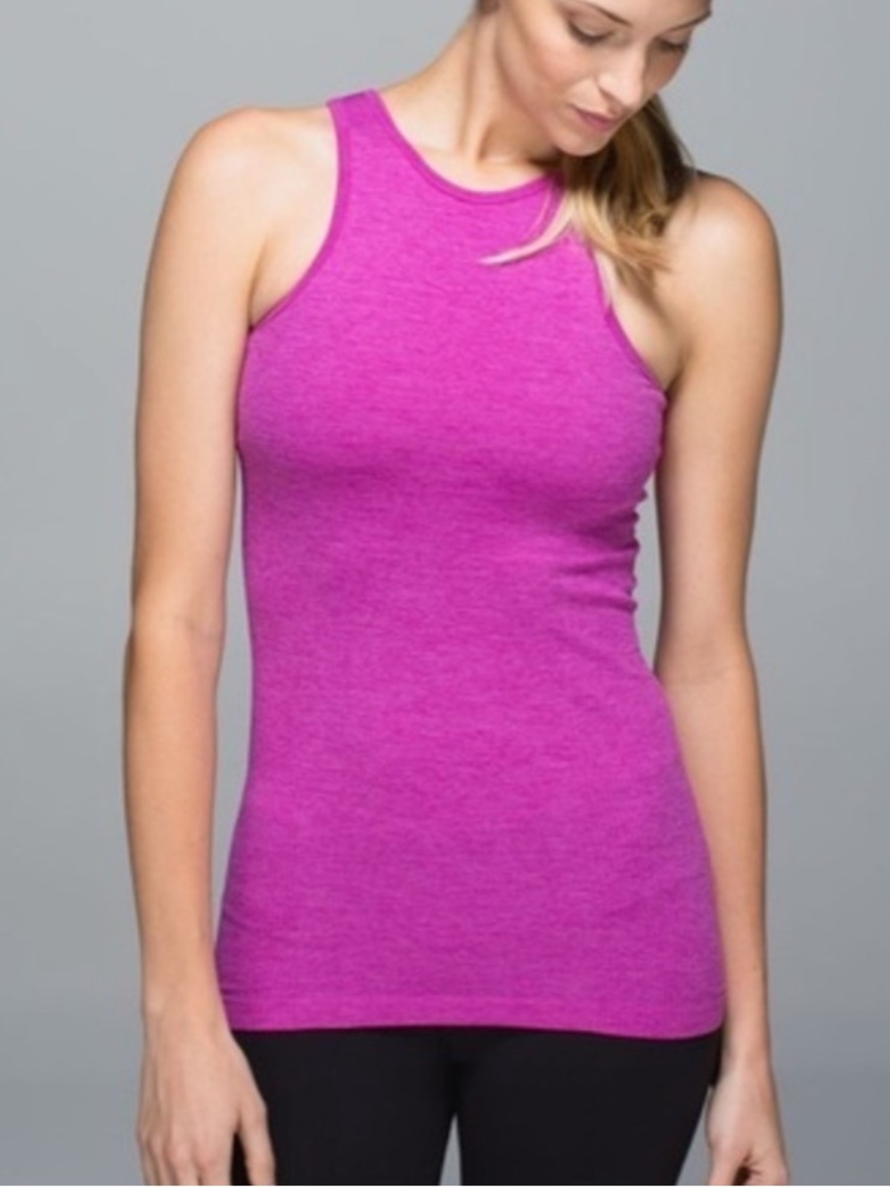 Lululemon Seamlessly Tank Top Built in Bra Long Berry Pink Purple - Size 10